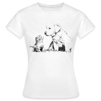 Welpe und Kätzchen - Frauen T-Shirt - Weiß - Vorne - AI Model Female 172 dark (172cm)