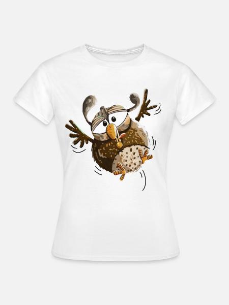 Flatternde Eule im Tiefflug - Eulen - Lustig - Frauen T-Shirt - Weiß