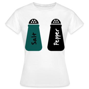 salz und pfeffer - Frauen T-Shirt - Weiß - Vorne - AI Model Female 172 dark (172cm)