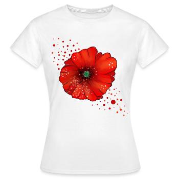 Mohnblume Poppy Kunst - Frauen T-Shirt - Weiß - Vorne - AI Model Female 172 dark (172cm)