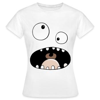Funny Comic Monster Gesicht - Frauen T-Shirt - Weiß - Vorne - AI Model Female 172 dark (172cm)