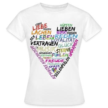Herz Text - Frauen T-Shirt - Weiß - Vorne - AI Model Female 172 dark (172cm)