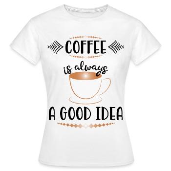 Kupferkaffeetasse im Art Déco-Look - Frauen T-Shirt - Weiß - Vorne - AI Model Female 172 dark (172cm)