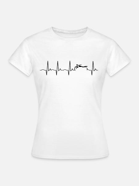 Motorrad Herzschlag EKG - Lustiges Biker Design - Frauen T-Shirt - Weiß
