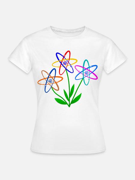 flower power, Atom, Atomkern, Blumen Atomenergie - Frauen T-Shirt - Weiß
