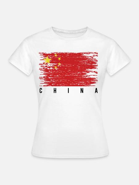 Chinesischer Flaggenpinsel - Frauen T-Shirt - Weiß