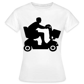 Image de personnes handicapées en scooter de mobilité # - T-shirt Femme - blanc - Devant - AI Model Female 172 dark (172cm)
