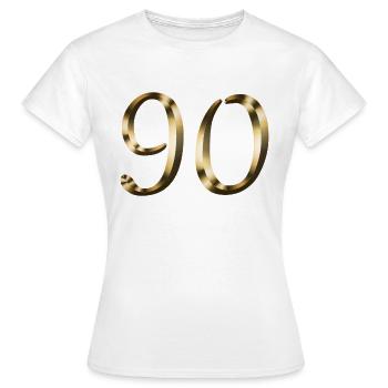 90 Jahre Gold 90. Geburtstag Jubilar Jubiläum - Frauen T-Shirt - Weiß - Vorne - AI Model Female 172 dark (172cm)