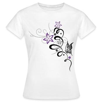 Tribal mit Blumen und Schmetterling - Frauen T-Shirt - Weiß - Vorne - AI Model Female 172 dark (172cm)