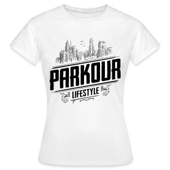 Parkour Lifestyle - Parkour Passion - Freerunning - T-shirt Femme - blanc - Devant - AI Model Female 172 dark (172cm)
