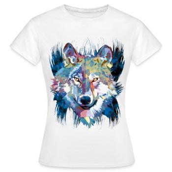 Polygon Wolf - Beautiful grey wolf in blue - Women's T-Shirt - white - Front - AI Model Female 172 dark (172cm)