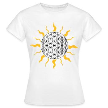 The flower of life with sun, sunbeams - Women's T-Shirt - white - Front - AI Model Female 172 dark (172cm)