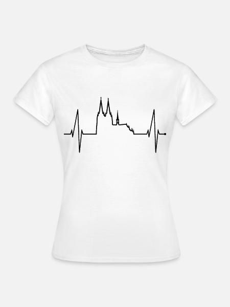 Köln Herzschlag Skyline Kölner Dom Herz Für Kölle - Frauen T-Shirt - Weiß