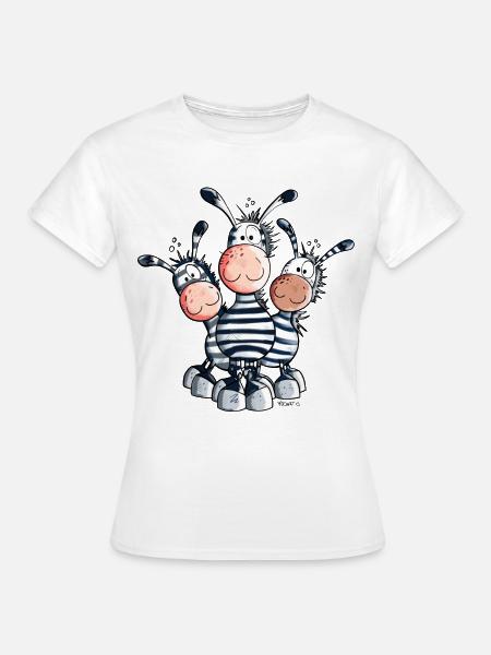Süßes Zebra Trio - Frauen T-Shirt - Weiß