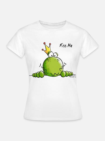 Frosch mit Krone - Frösche - König - Kiss Me - Frauen T-Shirt - Weiß