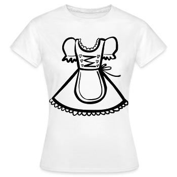 Dirndl – Schwarz-Weiß-Zeichnung – einfärbbar - Frauen T-Shirt - Weiß - Vorne - AI Model Female 172 dark (172cm)
