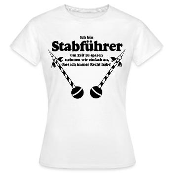 Fanfahrenzug, Spielmannszug,MusikzugStabführer(25) - Frauen T-Shirt - Weiß - Vorne - AI Model Female 172 dark (172cm)