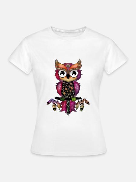 Süße elegante Eule - Frauen T-Shirt - Weiß