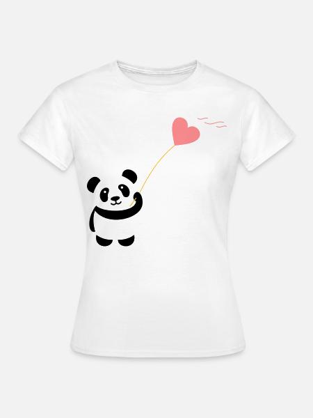 panda herz niedlich luftballon bär groß dick kusch - Frauen T-Shirt - Weiß
