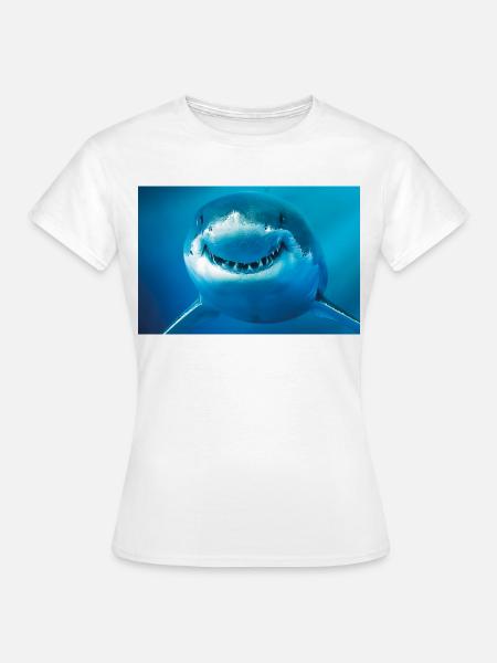Lächelnder Hai unter Wasser - Frauen T-Shirt - Weiß