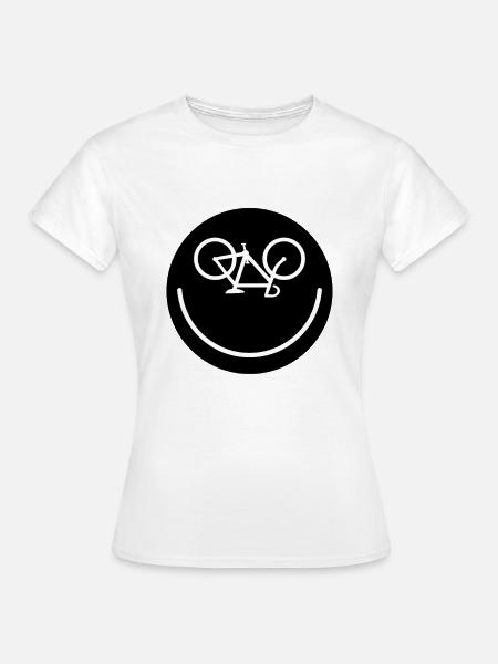 Fahrrad Smile, Sticker - Frauen T-Shirt - Weiß