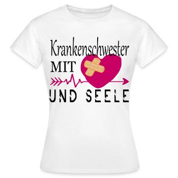 Krankenschwester mit Herz - Frauen T-Shirt - Weiß - Vorne - AI Model Female 172 dark (172cm)