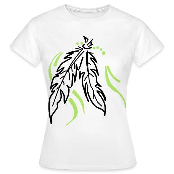 Zusammen gebunden – Spirituelle Federn - Frauen T-Shirt - Weiß - Vorne - AI Model Female 172 dark (172cm)