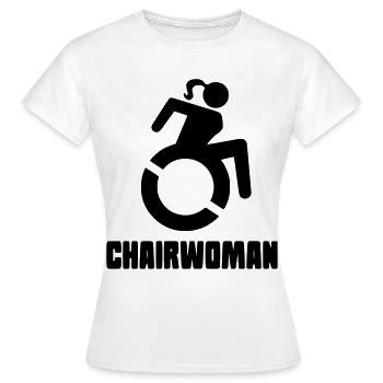 Rollstuhlfrau für die echten rollenden Damen* - Frauen T-Shirt - Weiß - Vorne - AI Model Female 172 dark (172cm)