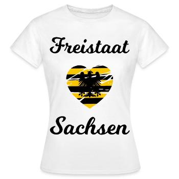 Freistaat Sachsen - Frauen T-Shirt - Weiß - Vorne - AI Model Female 172 dark (172cm)