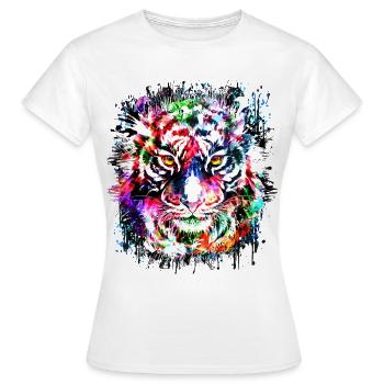 Tiger - Colorful Tiger Head - Tiger Cat - Women's T-Shirt - white - Front - AI Model Female 172 dark (172cm)
