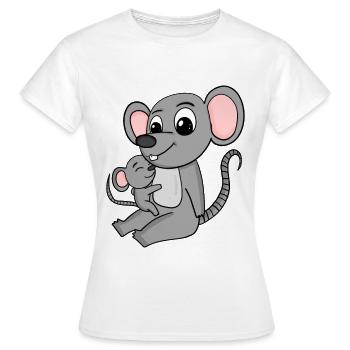 Mouse Family - Mouse with Baby - Mouse - Women's T-Shirt - white - Front - AI Model Female 172 dark (172cm)