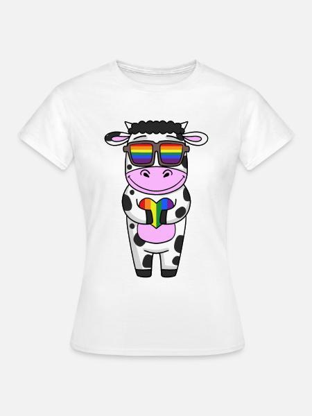 Kuh Regenbogen - Frauen T-Shirt - Weiß
