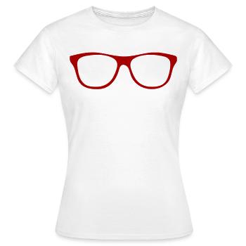 Lunettes abstraites / Ligne / Motif / Tendance / rouge - T-shirt Femme - blanc - Devant - AI Model Female 172 dark (172cm)