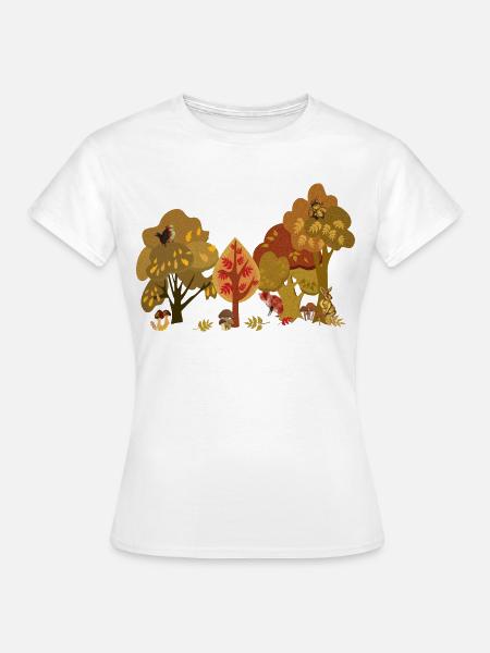 Herbstwald Tierwelt Silhouette - Frauen T-Shirt - Weiß