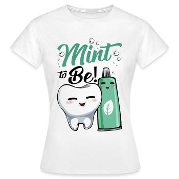 Dessin animé Mint Tooth Joy - T-shirt Femme - blanc - Devant - AI Model Female 172 dark (172cm)