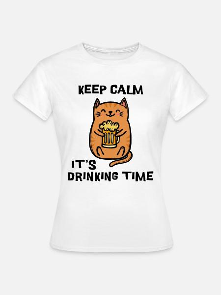 Fest Bier Statement Trinken Katze - Frauen T-Shirt - Weiß
