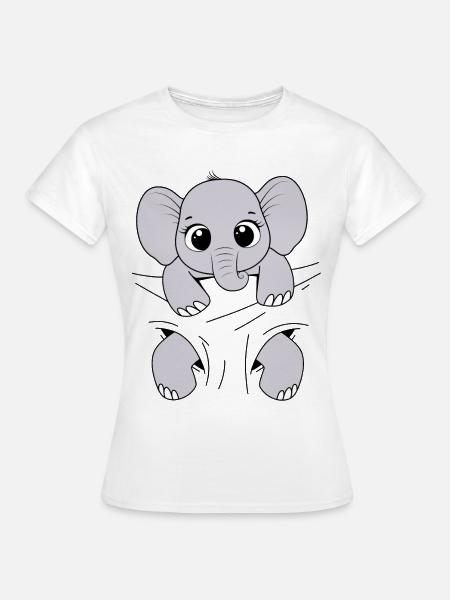 Bebé Elefante Animal Bebé Elefante Llevar - Camiseta mujer - blanco