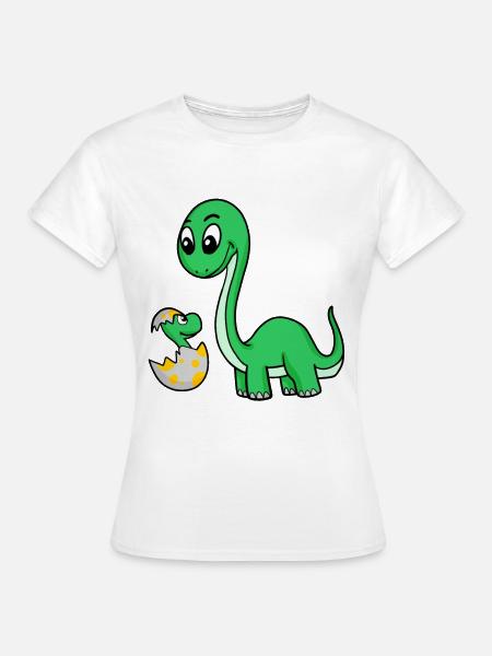 Dinosaurier mit Baby Dinosaurier - Frauen T-Shirt - Weiß