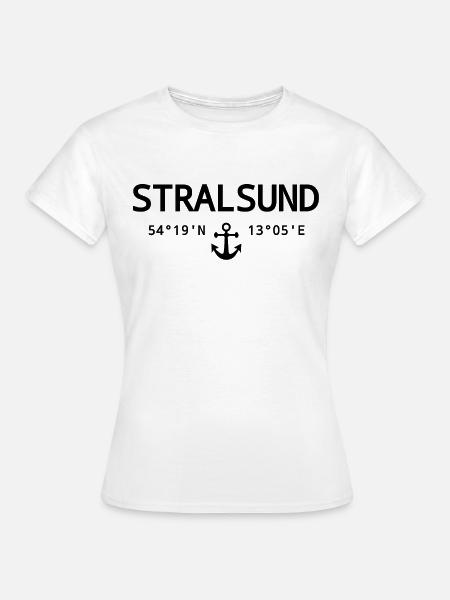 Stralsund Koordinaten - Frauen T-Shirt - Weiß