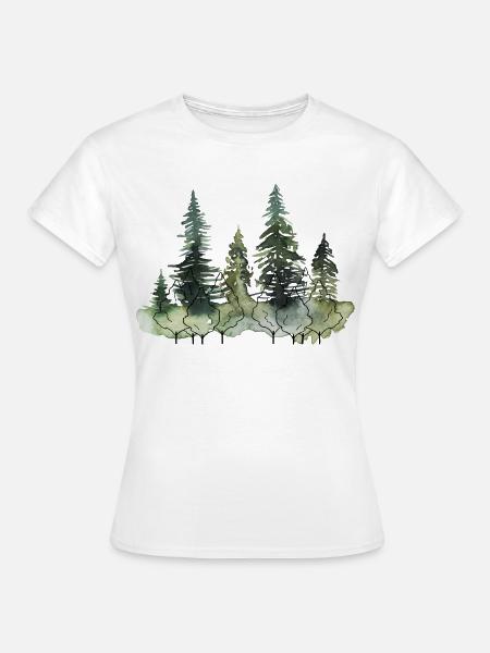 Waldwald Wasserfarben Landschaft - Frauen T-Shirt - Weiß