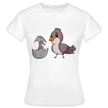 Moineau domestique avec bébé moineau domestique - T-shirt Femme - blanc - Devant - AI Model Female 172 dark (172cm)