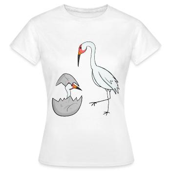 Grue avec grue pour bébé - T-shirt Femme - blanc - Devant - AI Model Female 172 dark (172cm)