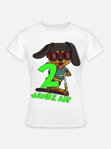 Humorvoller Hund mit Zahlenmotiv - Frauen T-Shirt - Weiß