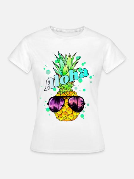 coole Ananas Aloha - Frauen T-Shirt - Weiß