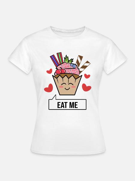 Herz Naschen Nachspeise Statement Süßigkeiten - Frauen T-Shirt - Weiß