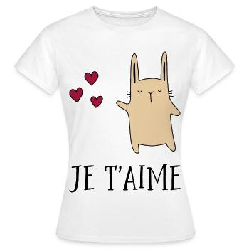 je t’aime - T-shirt Femme - blanc - Devant - AI Model Female 172 dark (172cm)