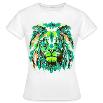 Schöner Löwe - Bunter Löwenkopf - Katzenaugen - Frauen T-Shirt - Weiß - Vorne - AI Model Female 172 dark (172cm)