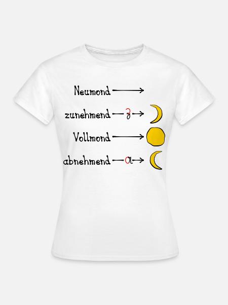 Mondphasen mit Eselsbrücke - dunkel - Frauen T-Shirt - Weiß