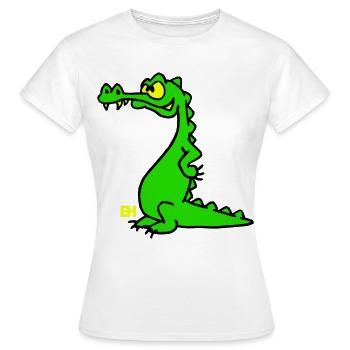 Smiling Crocodile, dreifarbiges Design - Frauen T-Shirt - Weiß - Vorne - AI Model Female 172 dark (172cm)