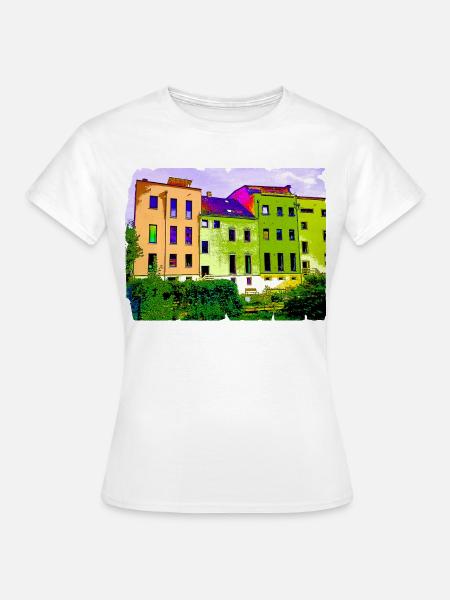 Bild nach Art von "" Bild Häuser - Frauen T-Shirt - Weiß
